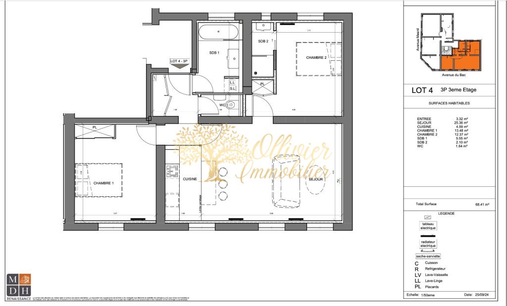 APPARTEMENT T3 NEUF A VENDRE - ST MAUR DES FOSSES - 68.41 m2 - 534�240�&euro;